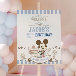 Printable Welcome Mickey Mouse Sweet Treats Sign | Candy Table Birthday Party Decor | Instant Download Mickey Welcome Sign