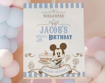 Mickey Mouse Birthday Welcome Sign | Sweet Treats Decor (Digital Download)