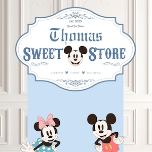 Editable Mickey Mouse Sweet Store Sign, Candy Bar Birthday Sign, Printable Party Table Decor, Disney Birthday Decorations