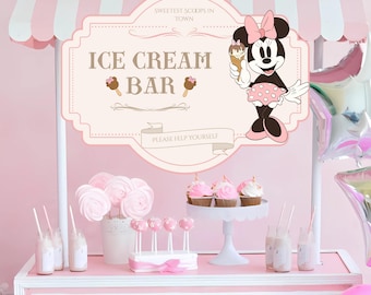 Minnie Ice Cream Bar Sign, Birthday Party Printable (Digital Download)
