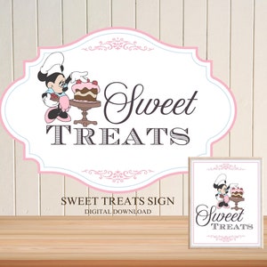 Minnie Sweet Treats Birthday Sign, Wydrukowalny Baby Shower Lub Tablica Słodyczy Urodzinowych, Impreza Tematyczna Cukierków Słodycze, Pobieranie Cyfrowe