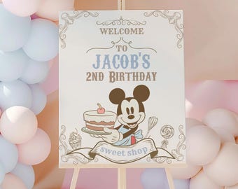 Mickey Mouse Birthday Welcome Sign | Candy Table Decor (Digital Download)