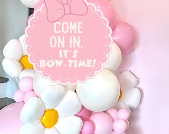 Minnie Mouse Birthday Welcome Sign, Bow Time Party (Digital Download)