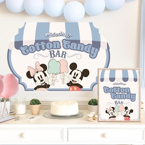 Mickey and Minnie Cotton Candy Bar Sign, Cotton Candy Station Table Sign, Disney Party Decor, Sweet Shop Birthday Printable