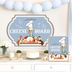 Donald Duck Cheese Board Sign, Disney Party Food Table Sign, Printable Cheese Station Poster, Kids Birthday Party Decor | Instant Download