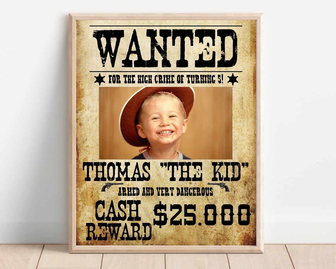 Wanted Poster Template Custom Wanted Birthday Poster Sign Cowboy Wild Wanted Poster Template Custom Wanted Birthday Poster Sign Cowboy Wild