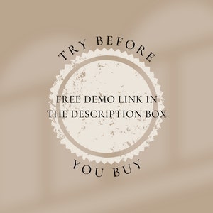May include: A distressed, circular stamp with the text "TRY BEFORE YOU BUY" and "FREE DEMO LINK IN THE DESCRIPTION BOX".