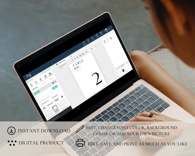 May include: Editable digital template for a table number card. The card is white with black text that says "Table No. 2".