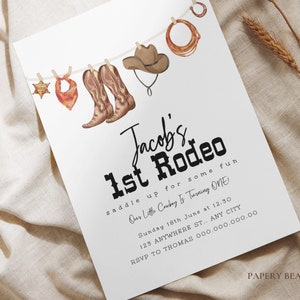 First Rodeo Birthday Invitation Template, Editable  Birthday Template Rodeo Birthday, Cowboy Western Wild West Boy Birthday Invite, Digital