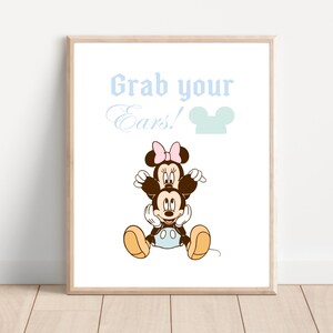 Mouse Theme Party Cutout Digital Party Decor, Grab Your Ears Minnie Mickey Theme Party, Black And White Colors, DIGITAL Download