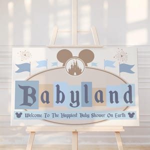 Disneyland Babyland Welcome Sign Boys, Happiest Baby Shower Decor, Disney Theme Party Printable, Not Editable, Download