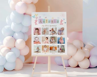 Mickey & Minnie Birthday Photo Milestone Poster | Disney Party Decor (Digital Download)