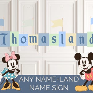 Name Land Birthday Or Baby Shower Sign, Mouse Theme Party, Welcome Sign, DIY Sign, Digital Download