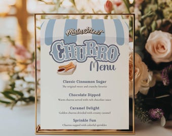 Churro Menu Sign | Fiesta Dessert Bar Decor (Digital Download)
