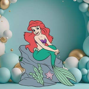 Ariel Cutout, Ariel Cutout Decor, Ariel Party Decoration Theme Baby shower Or Birthday Party Stand Up Prop, Digital Download