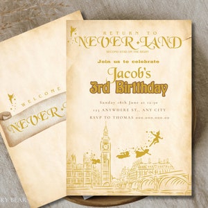 Peter Pan Birthday Invitation, Lost Boys Birthday Invitation, never grow up Birthday Invitation, Instant Download, Digital