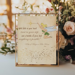 TinkerBell Favour Sign Decor, Pixie Dust Table Sign, Peter Pan Party Decoration Theme, Baby shower Or Birthday Party, Digital