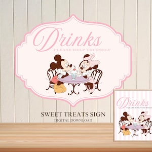 Mickey Minnie Drinks Station Sign Party Decoration, Printable Mickey Birthday Party, Mickey  Theme Party Decor, Digital Download