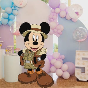 Safari Mickey Digital Cutout Party Decor, Großes Dekor Maus Thema Geburtstagsparty, Babyparty, digitaler Download