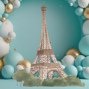 Recorte da Torre Eiffel, decoração grande de Paris Lover, decalque de parede, decoração de festa, tema de aniversário, suporte para festa, download digital