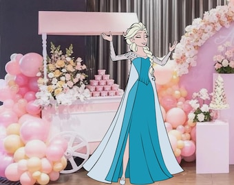 Elsa Princess Cutout, Frozen Birthday Party Decoration (Digital Download)