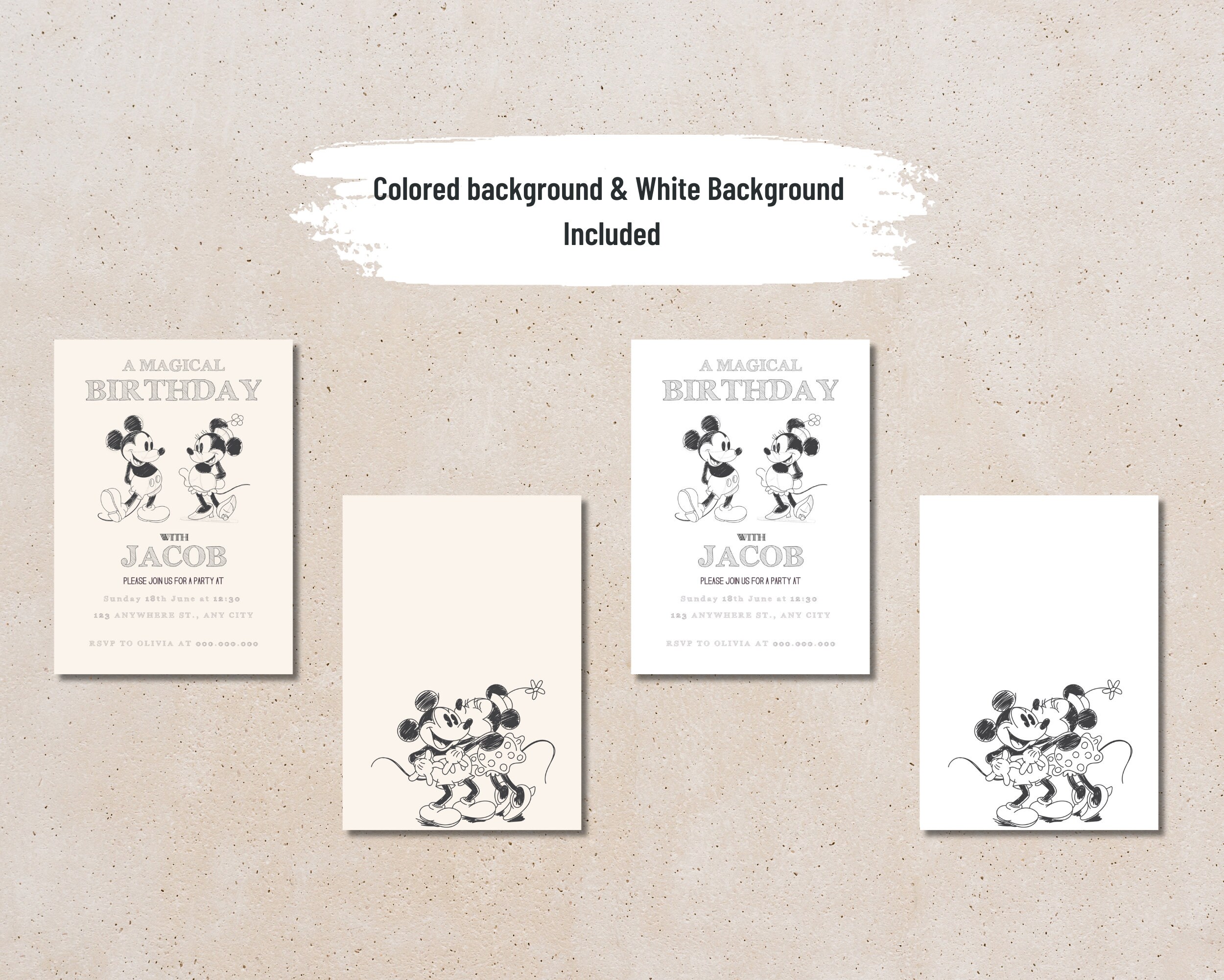 Mickey and Minnie Birthday Invitation Printable Retro Mouse - Etsy