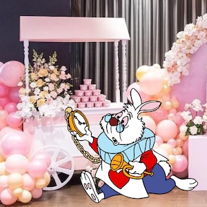 Alice In Wonderland CutOut, groot decor wit konijn, Alice decoratie thema babyshower verjaardagsfeestje, stand-up prop digitale download