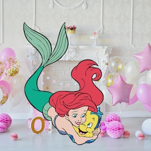 Ariel Cutout, Ariel Cutout Decor, Ariel Party Decoration Theme Baby shower Or Birthday Party Stand Up Prop, Digital Download