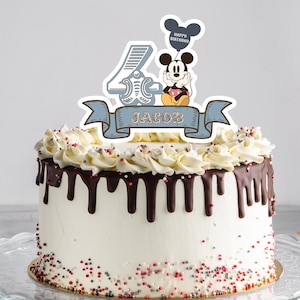 Vintage Mickey Birthday Cake Topper, Mouse Party Cake Decor, Classic Mouse Party Decor, Any Age, Boy Birthday Invite, Instant Download