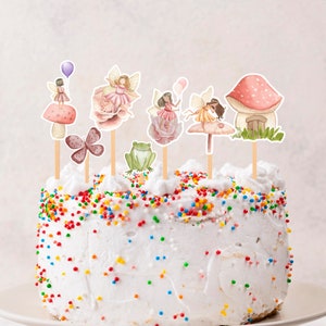 Fate centrotavola Cupcake Topper compleanno, decorazione di compleanno fata, festa di compleanno ragazza foresta incantata, giardino fatato, digitale stampabile