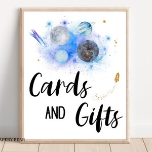 Druckbare Weltraum Karten und Geschenke Zeichen, Weltraum Party Zeichen Weltraum Geburtstag Zeichen, Galaxy Party Dekor Geschenke Tisch Junge Astronaut Zeichen Planeten