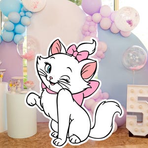 かわいい猫の切り抜き誕生日デコレーション、マリービッグデコレーション、デコレーションテーマ誕生日パーティー、スタンドアップ小道具、デジタルダウンロード