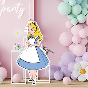 Recorte de Alicia en el País de las Maravillas, decoración grande de Alicia, decoración temática de Alicia para baby shower, fiesta de cumpleaños, accesorio de pie, descarga digital