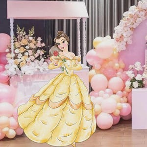Belle CutOut, Cute Princess Cutout Decor, Belle Party Decoration Theme, Birthday Party Stand Up Prop, Digital Download