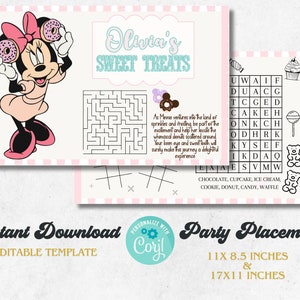 Editable Disneyland Party Placemat, Minnie Place Mat, Minnie Theme ...