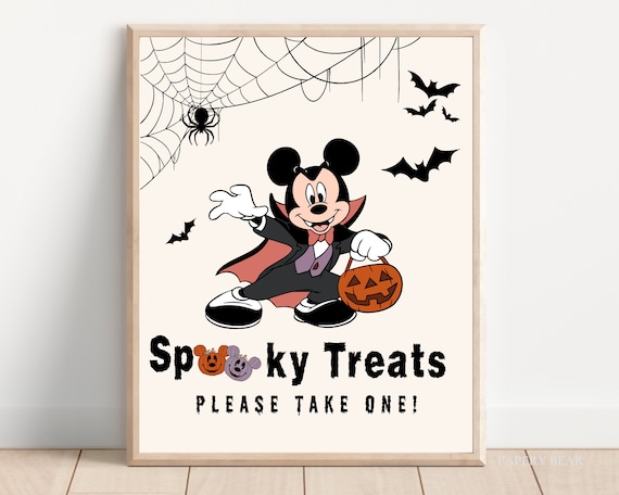 Halloween Mickey Mouse Treat Sign, Spooktacular Party Decor (Digital Download)