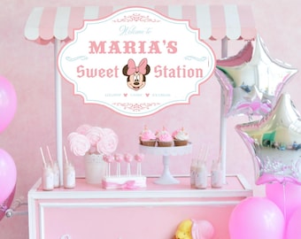 Minnie Sweet Treats Birthday Sign, Welcome Printable Baby Shower Or Birthday Sweets Table Sign, Candy Sweets Theme Party, Digital Download