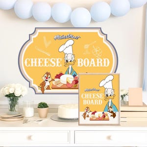 Donald Duck Cheese Board Sign, Disney Party Food Table Sign, Printable Cheese Station Poster, Kids Birthday Party Decor | Instant Download