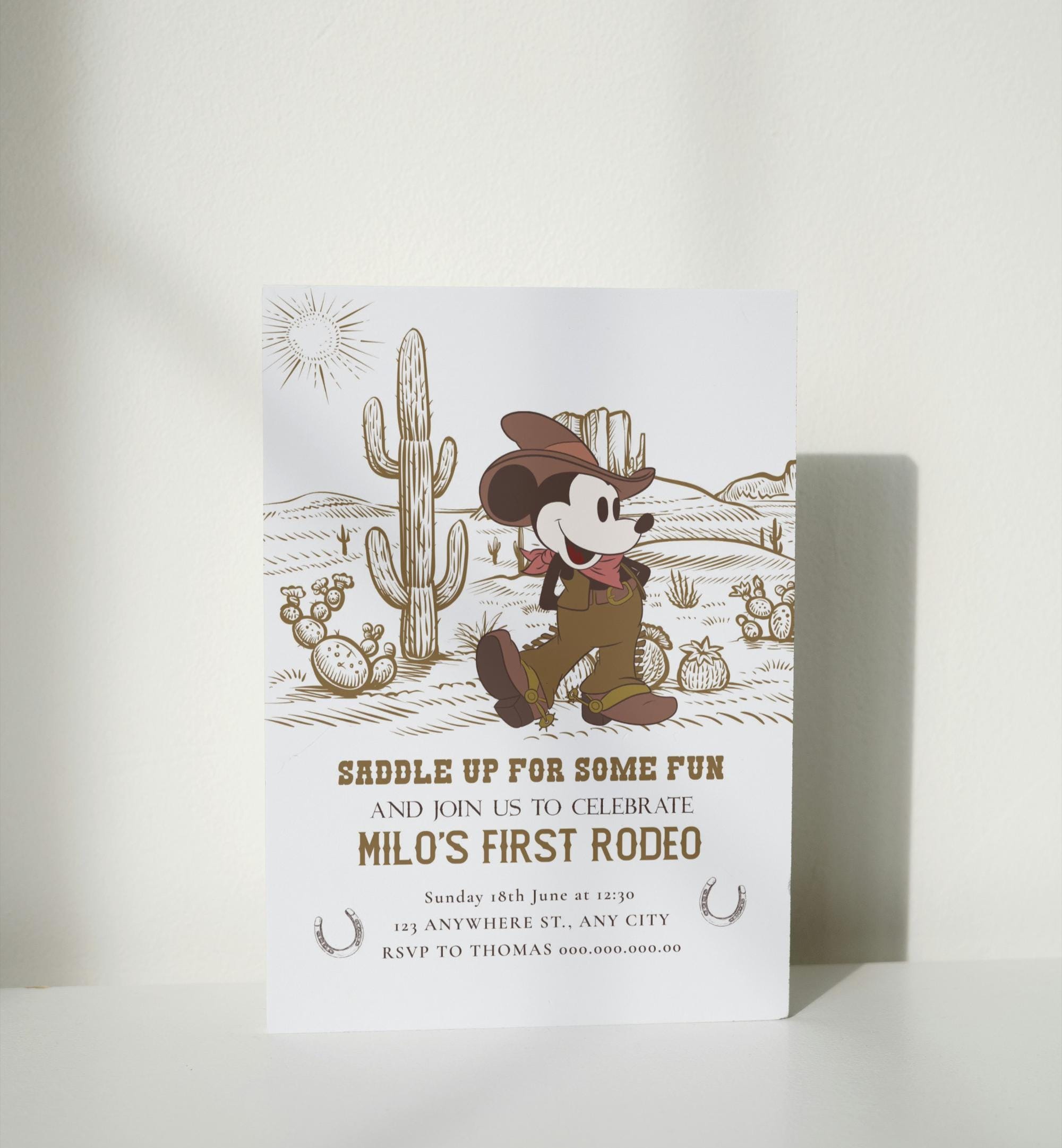 Mickey Mouse First Rodeo Birthday Invitation Template (editable) - Etsy