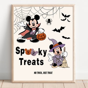 Halloween Mickey and Minnie Treat Sign, Spooktacular Party (Digital) image 1