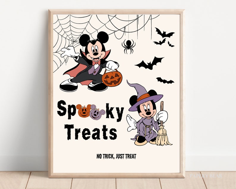 Halloween Mickey and Minnie Treat Sign, Spooktacular Party (Digital) image 1