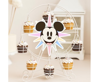 Mickey Fun Wheel Label, Pastel Colours, Mouse Decor Theme Birthday Party Or Baby Shower, DIGITAL Download