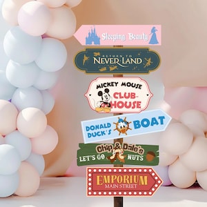 Mickey Minnie und Freunde Richtungsanzeige, Disney Party Tischschild, Geburtstag Party Dekor, Kinder Event Beschilderung