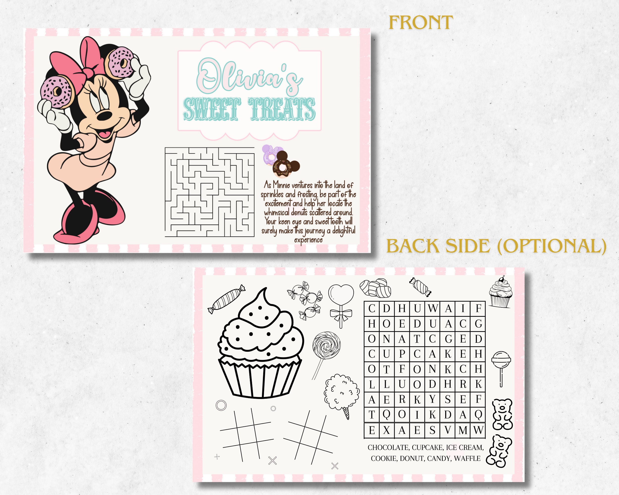 Editable Disneyland Party Placemat, Minnie Place Mat, Minnie Theme ...