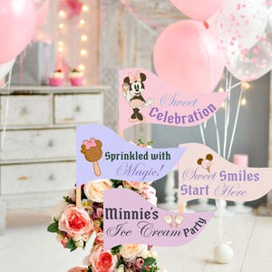 Mickey und Friends Wimpel Partydekoration, druckbare Cansy Eis Thema Party, Mickey Flaggen - Banner, Dekorparty, digitaler Download