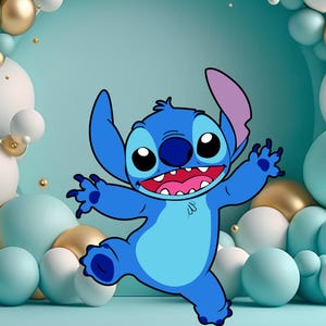 Recorte de Lilo y Stitch, decoración grande de Lilo y Stitch, decoración para fiestas temáticas de baby shower o fiesta de cumpleaños, accesorio de pie, descarga digital