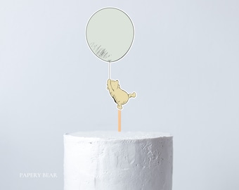 Winnie the Pooh Balloon Cake Topper, Classic Pooh Bear Party Decorations (Digital)