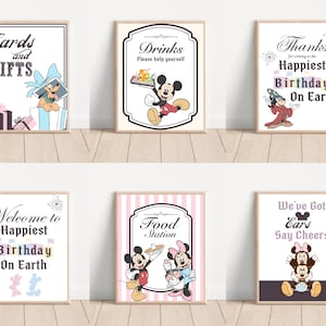 Mickey und Friends Tischschilder Partydekoration, druckbare Mickey Birthday Partydekoration, Mickey Drinks Food Karte und Geschenkschilder Digital