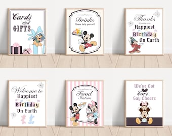 Mickey And Friends Table Signs Party Decoration, Printable Mickey Birthday Party Decoration, Mickey Drinks Food Card and Gifts Signs Digital