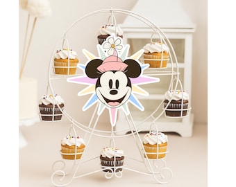 Minnie Fun Wheel Label, Pastel Colours, Mouse Decor Theme Birthday Party Or Baby Shower, DIGITAL Download